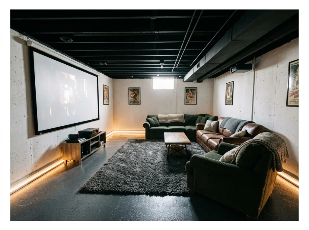 Create a Media Room with Minimal Finishing