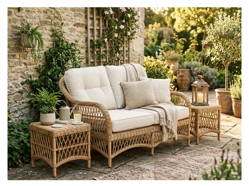 Outdoor Loveseat and Side Tables
