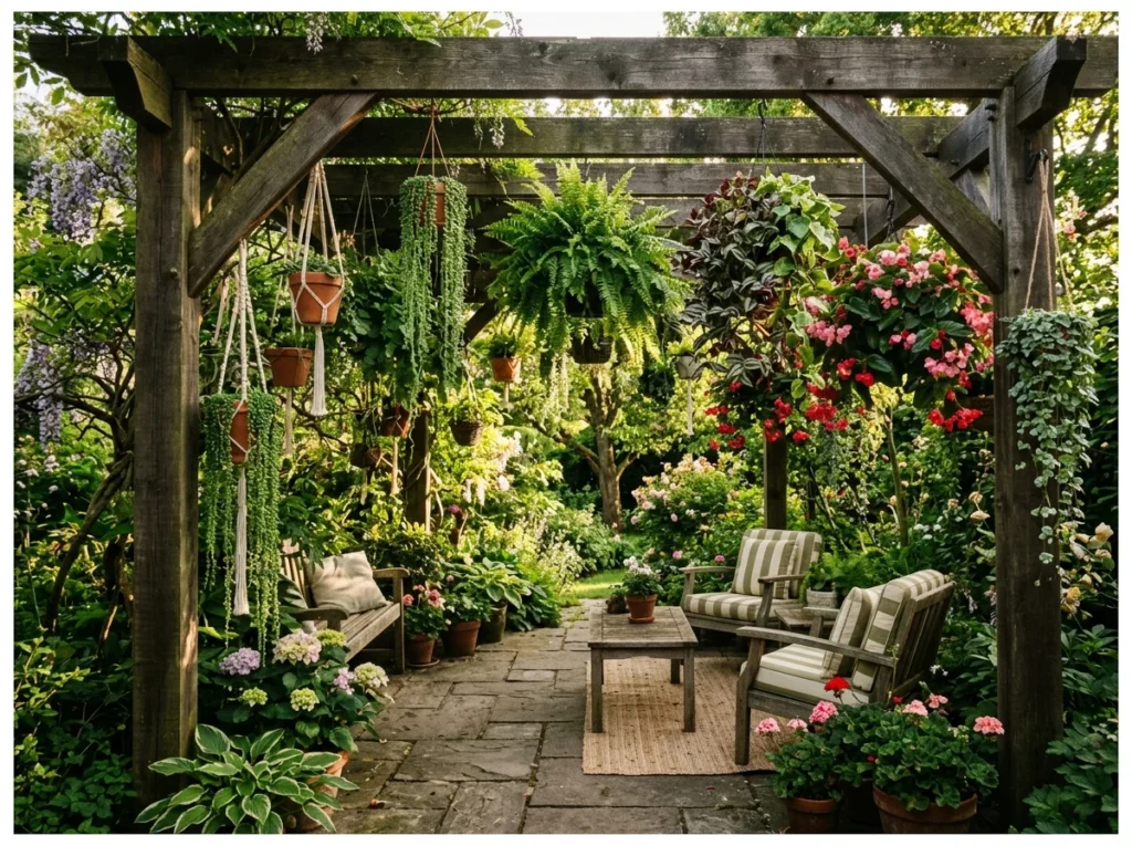 Pergola with Hanging Plants