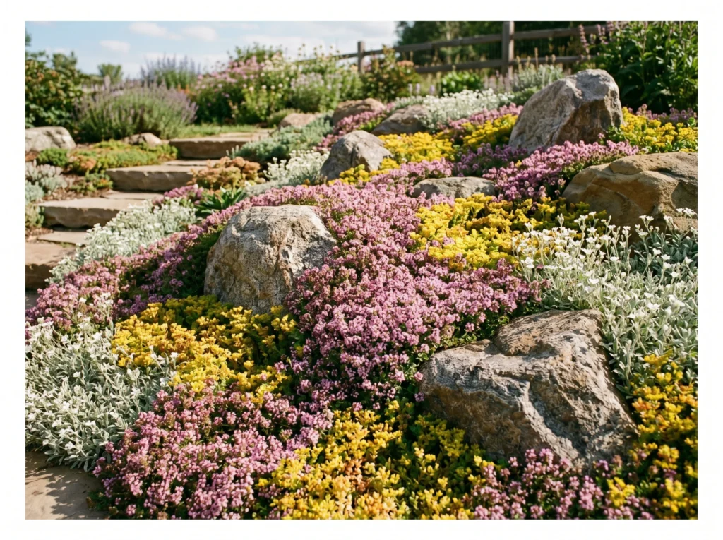 Rock Garden with Groundcover Carpet