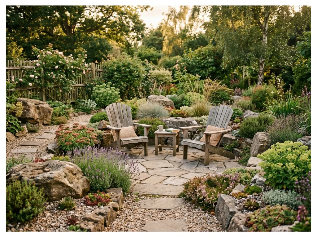 Rock Garden with Seating Area