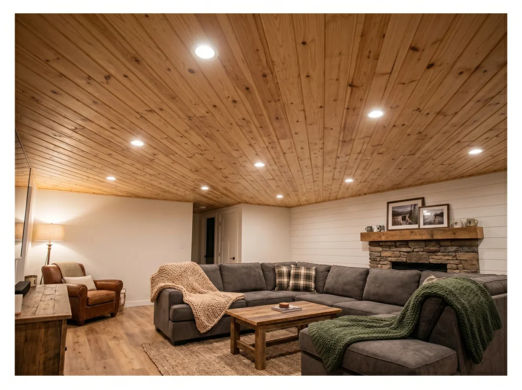 Tongue and Groove Wood Ceiling