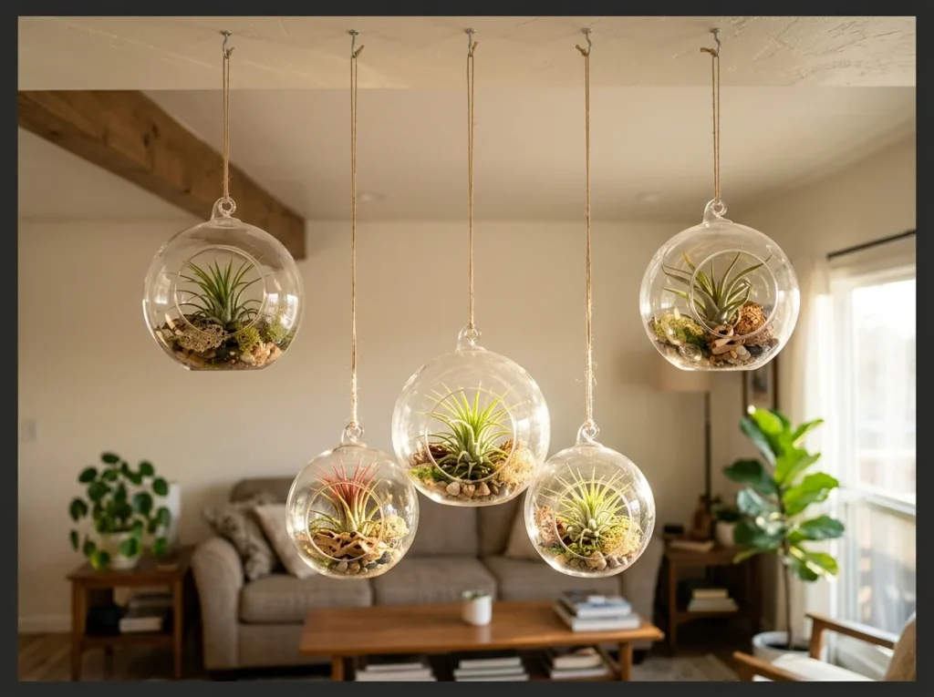 Air Plants in Glass Globe Hangers
