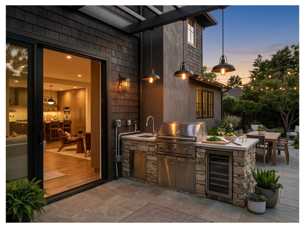 Attached to the House Outdoor Kitchen