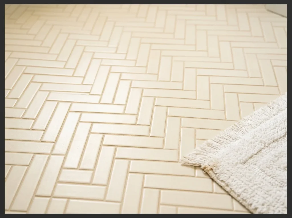 Herringbone Floor in Warm Ivory