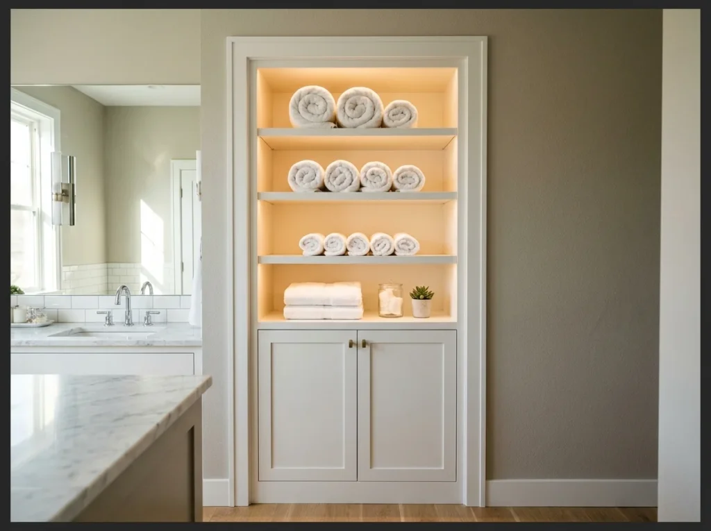 Built-In Linen Closet in the Wall