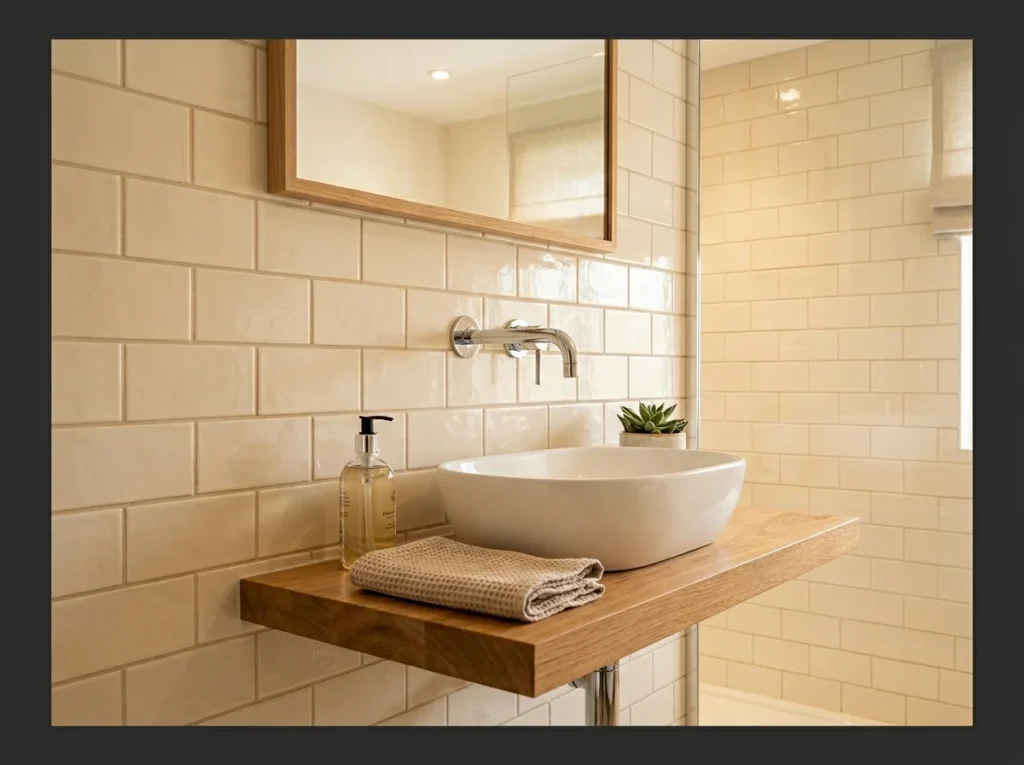 Ivory Subway Tile with Cream Grout