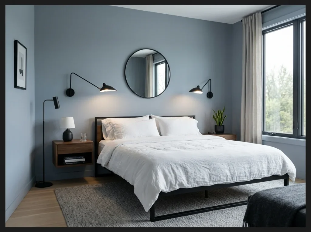 Dove Gray Walls with White Bedding