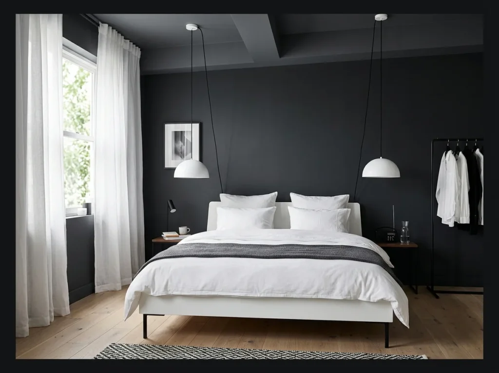 Dark Charcoal with White Crisp Contrast