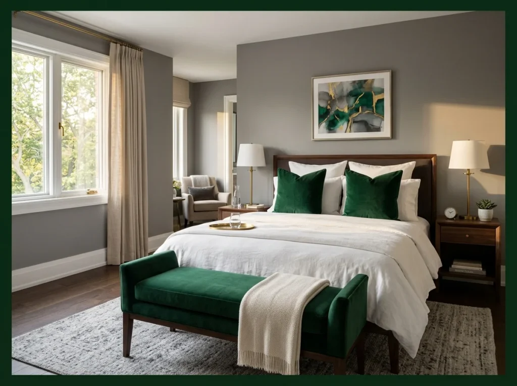 Gray with Bold Emerald Accents