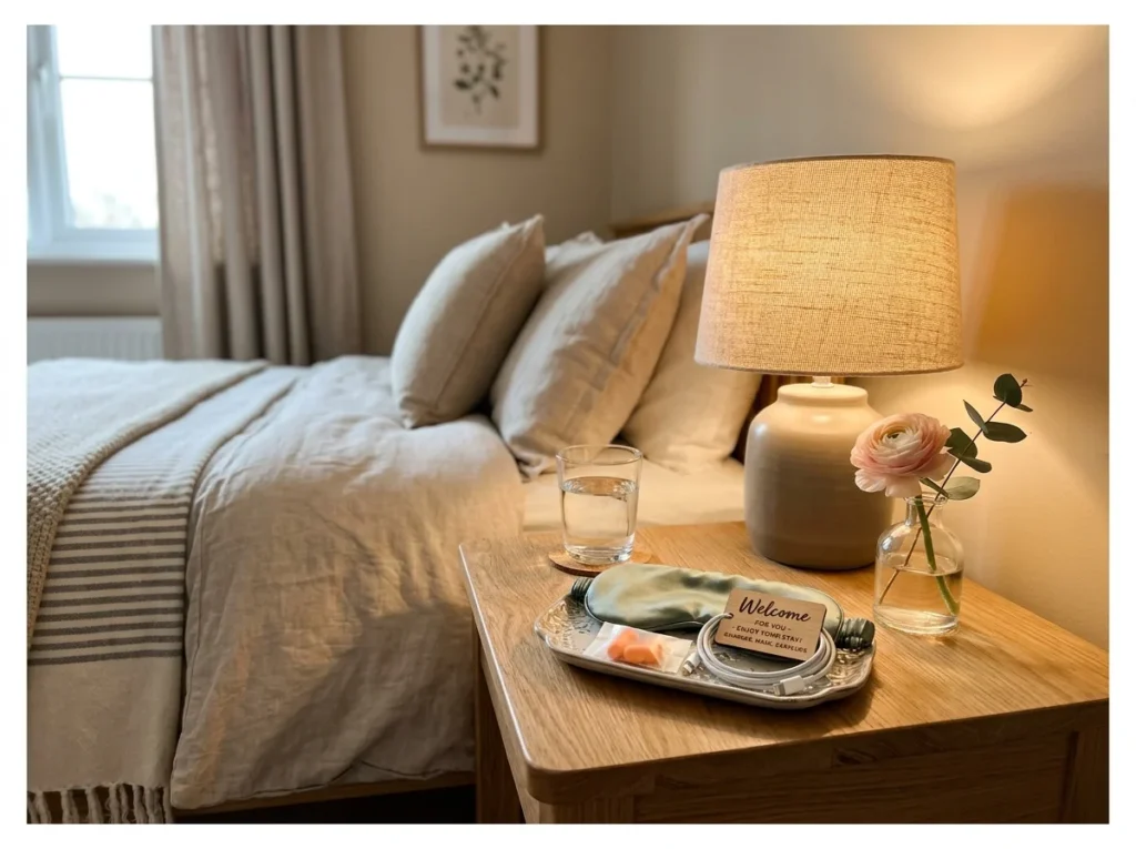 Dedicated Bedside Table with Essentials