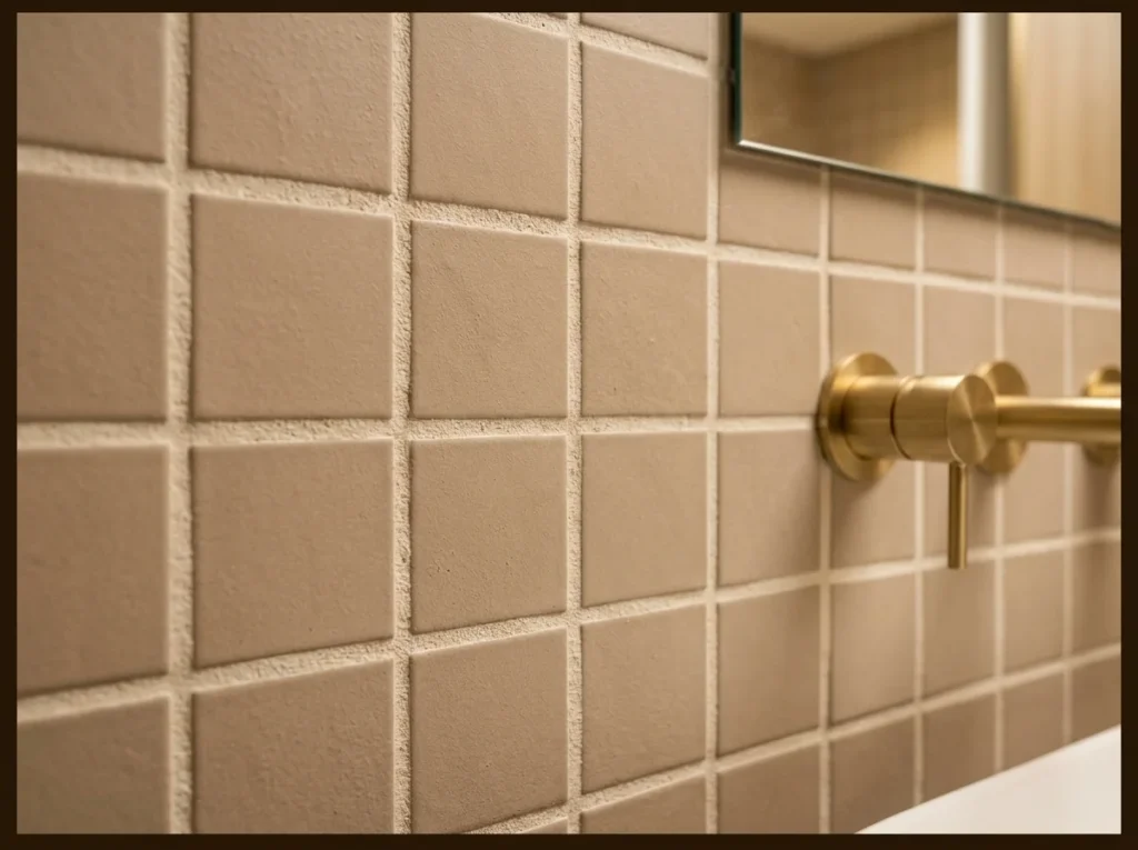 Matte Beige Tiles with Textured Grout Lines