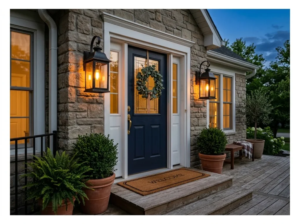 Lantern Sconces Beside the Door
