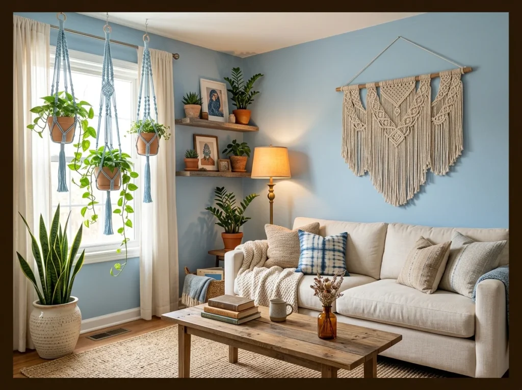 Boho Light Blue with Macrame and Plants
