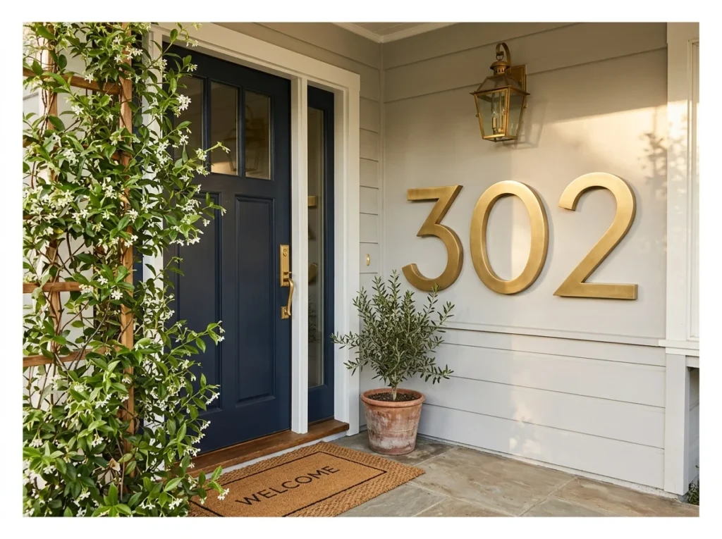 Bold House Numbers Near the Door