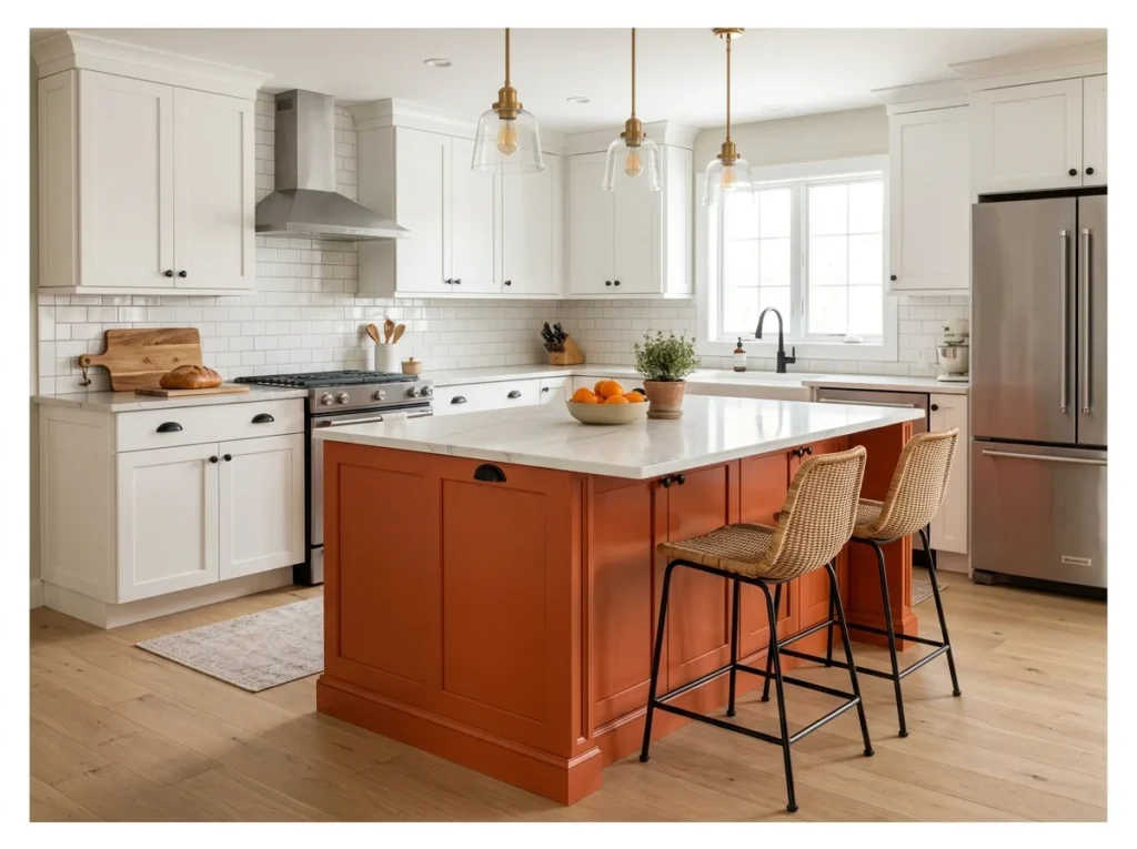 Painted Kitchen Island in Bold Color
