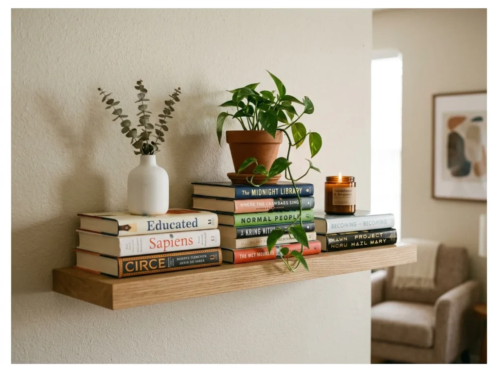 Books Stacked Horizontally as a Base