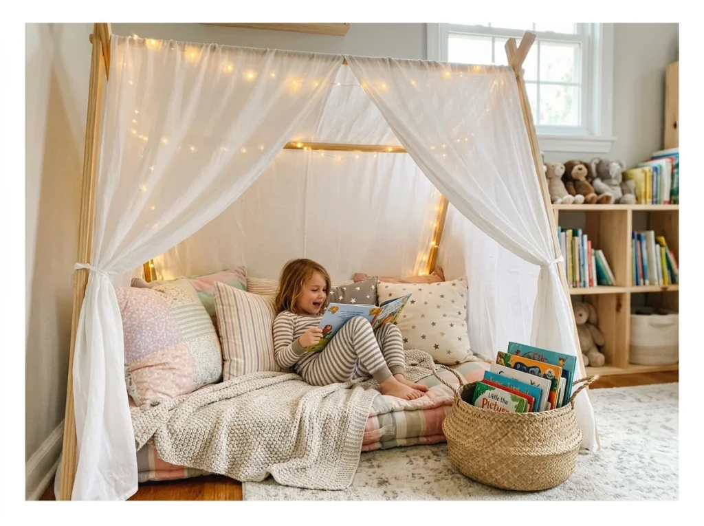 Kids Reading Nook with Canopy