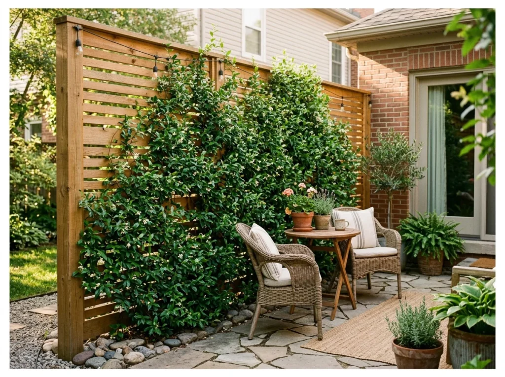 Privacy Screen with Climbing Plants