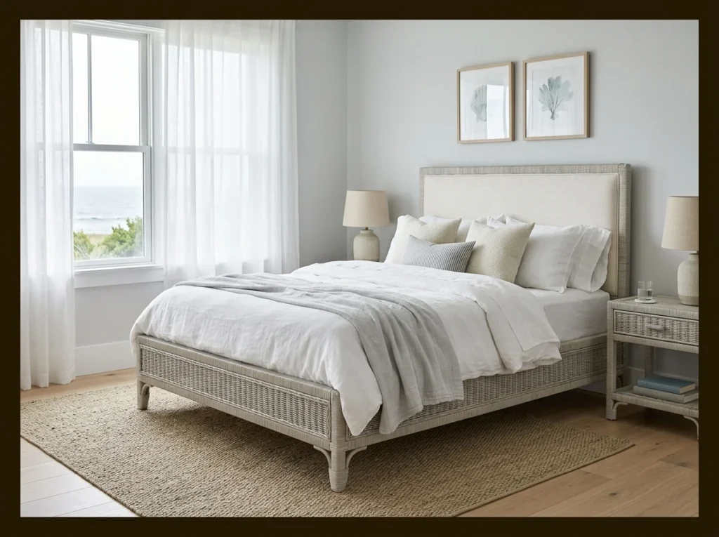 Pale Gray with Natural Rattan Furniture
