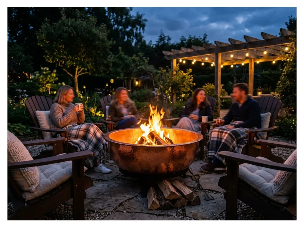 Copper Fire Pit Glow Lighting
