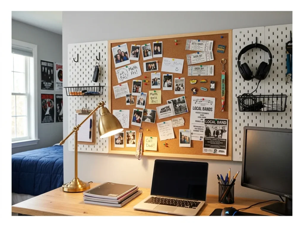Corkboard or Pegboard Organizer Wall
