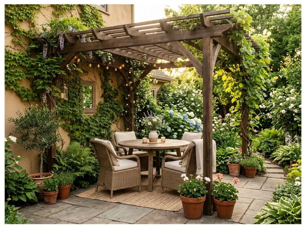 Corner Pergola Dining Nook