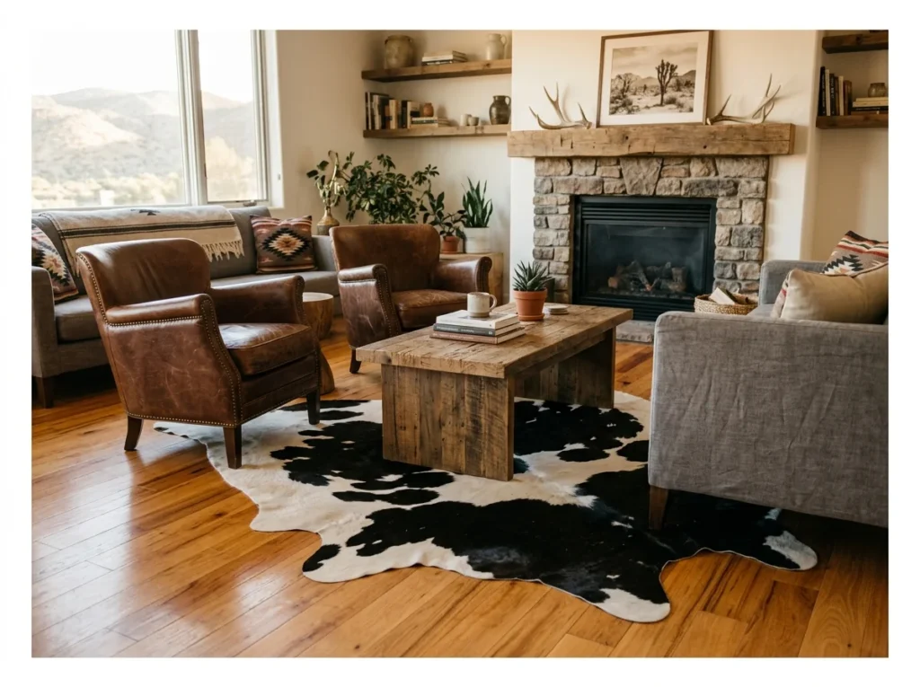 Cowhide Rug on Hardwood Floors