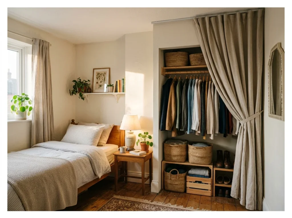 Curtained Wardrobe Instead of Closet