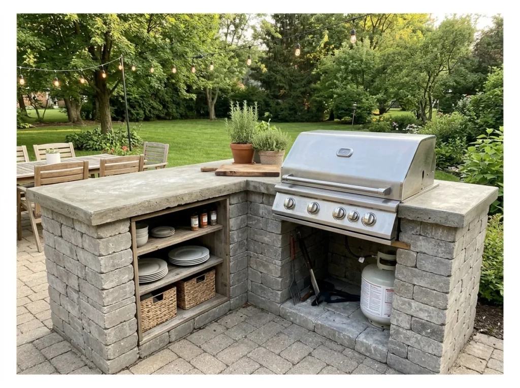 DIY Outdoor Kitchen with Pavers