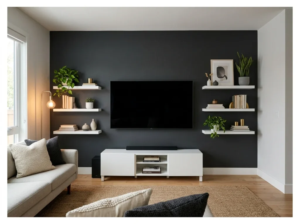 Dark Painted TV Accent Wall