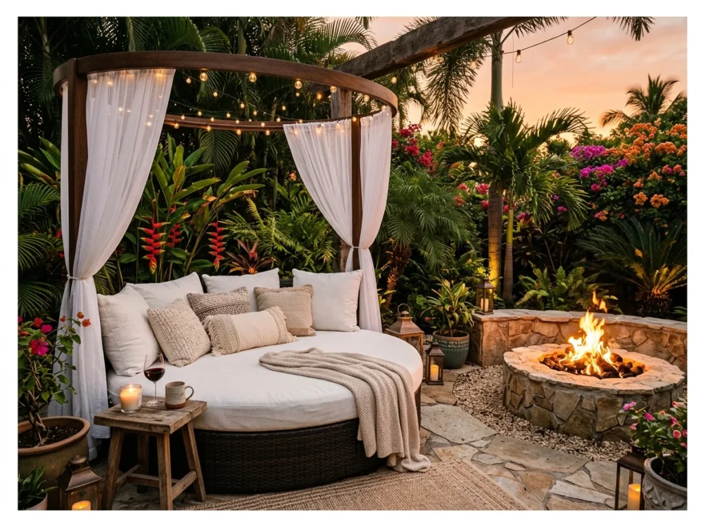 Daybed Style Fire Pit Lounge
