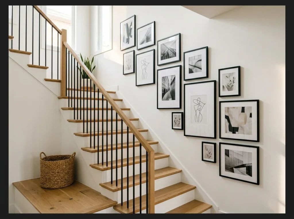 Diagonal Gallery Wall of Black Frames