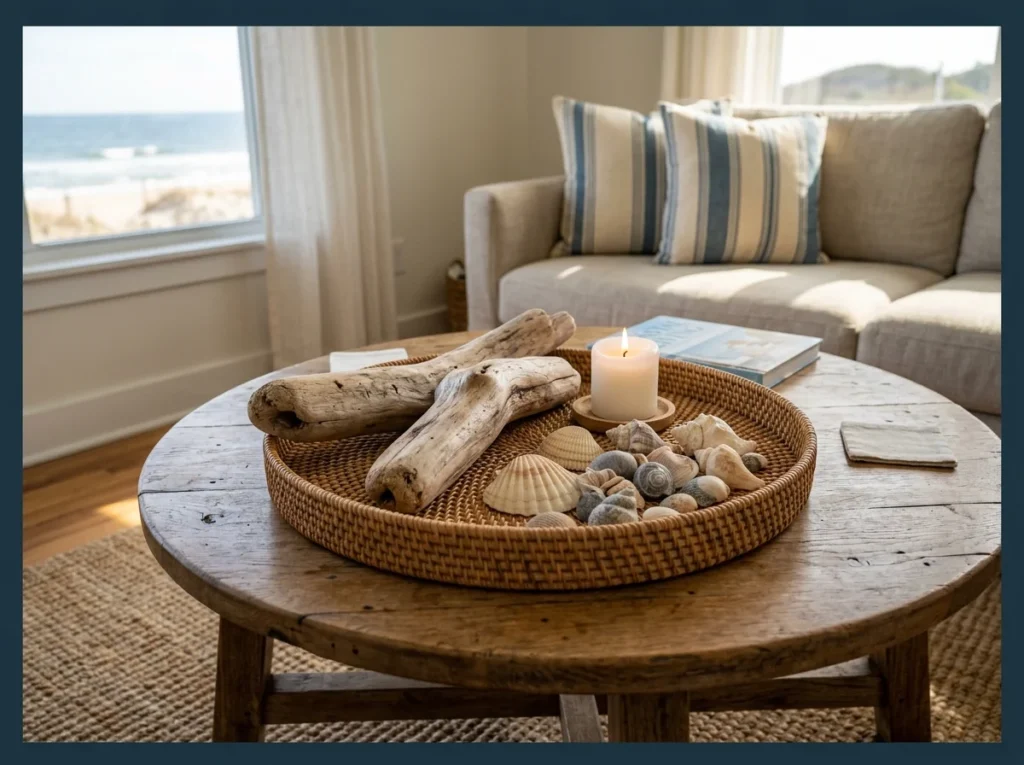 Coastal Style with Driftwood and Shells