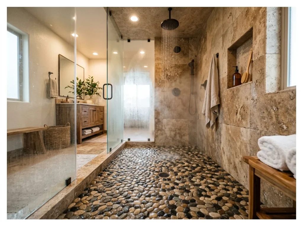 Pebble Floor Shower