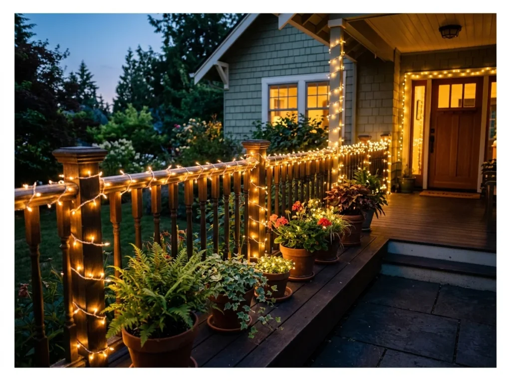 Fairy Lights Around the Railing