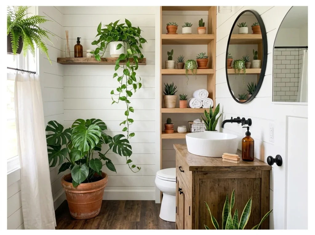 Farmhouse Bathroom Plant Styling