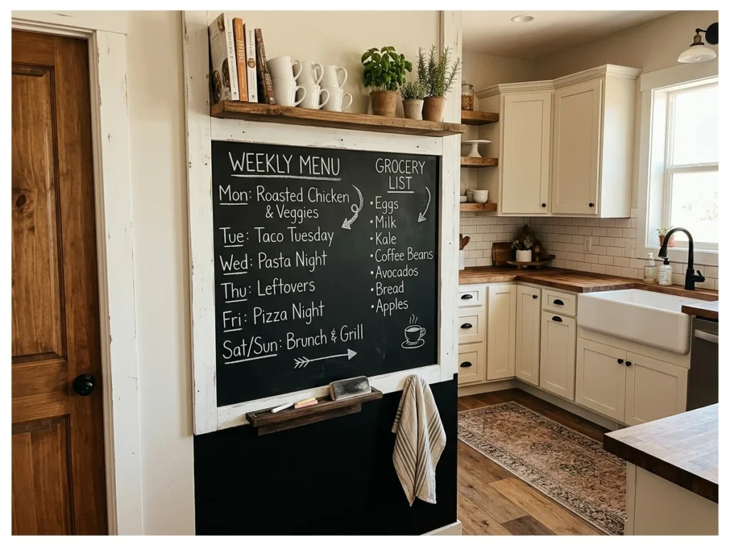 Farmhouse Kitchen with Chalkboard Wall