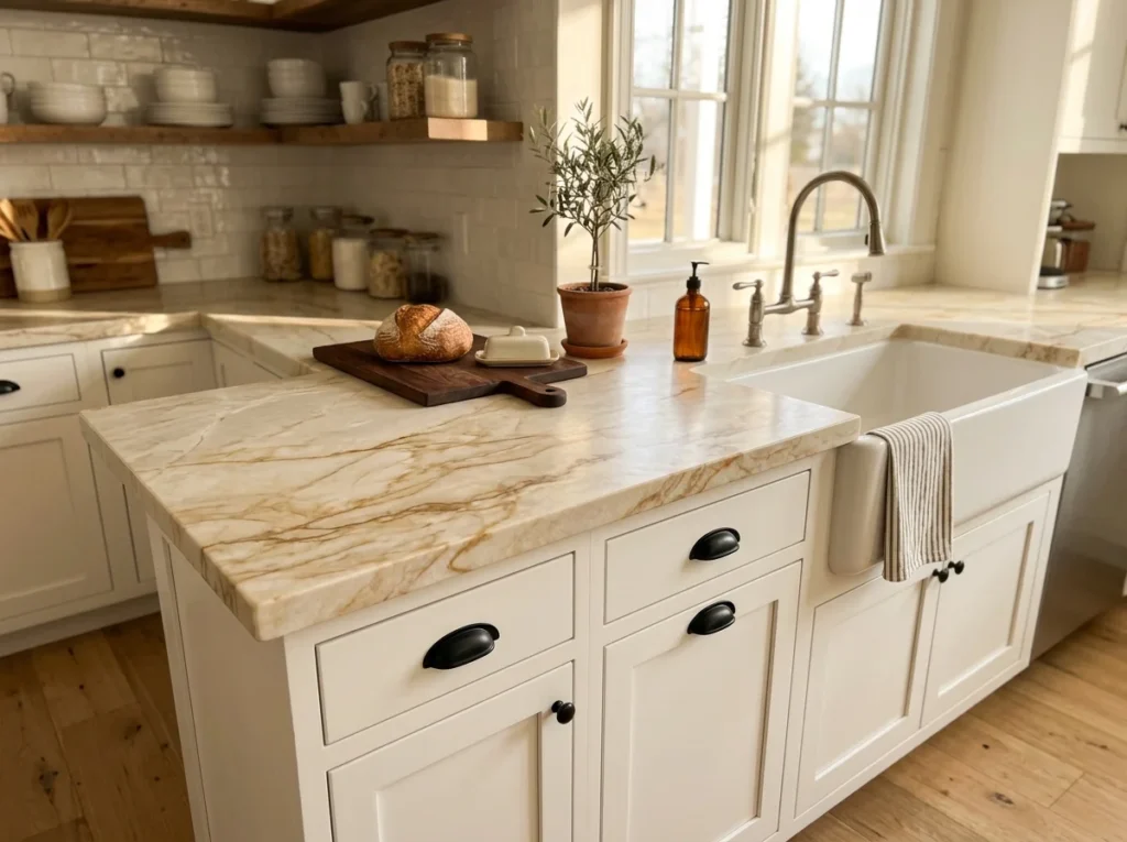 Stone Countertop in Warm Tones