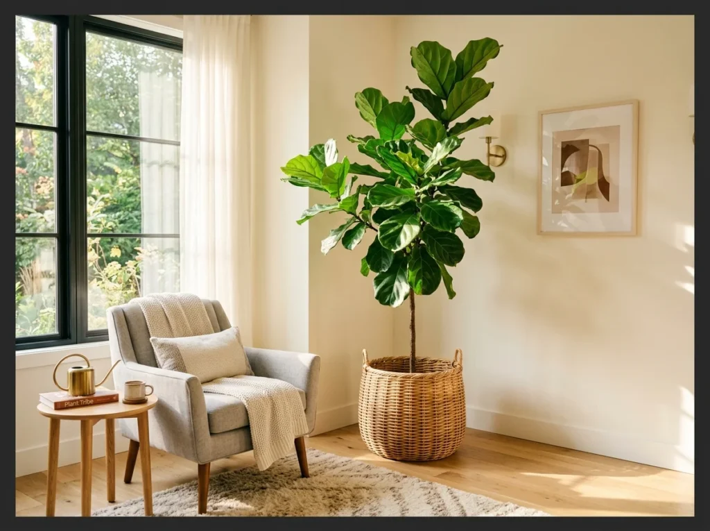 Tall Fiddle Leaf Fig in a Corner