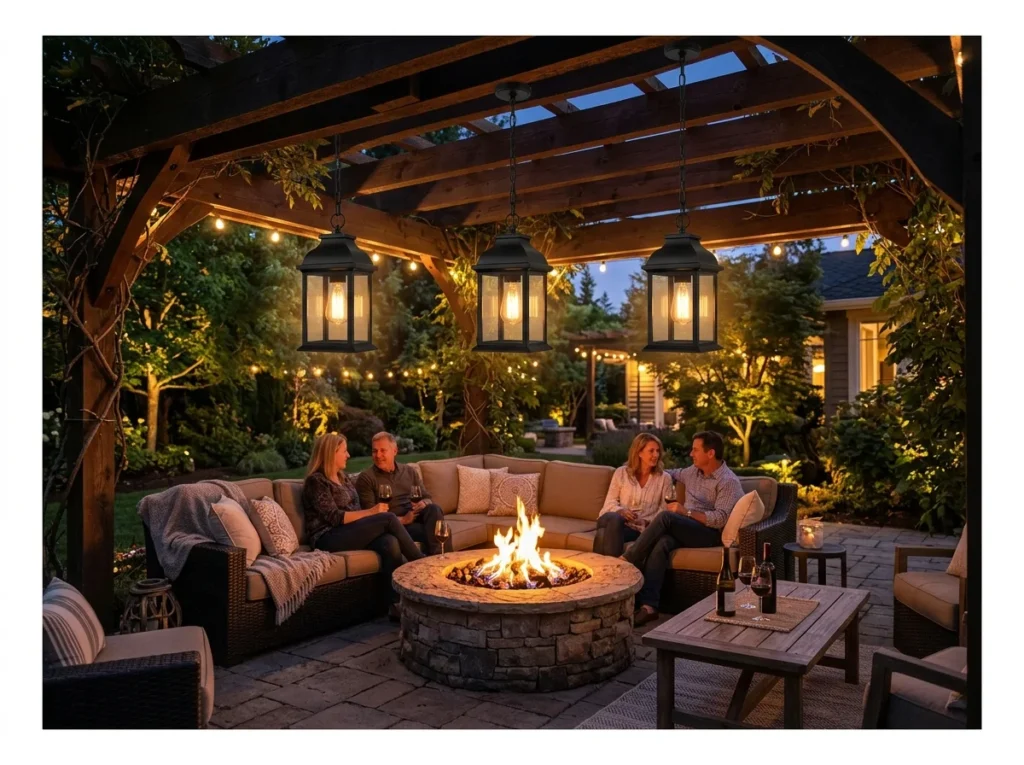 Hanging Pendant Lanterns from a Pergola