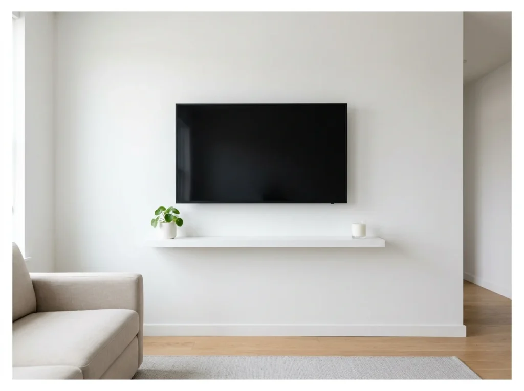 Minimalist Single Floating Shelf TV Setup