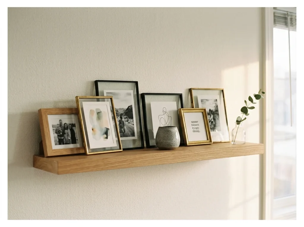 Gallery-Style Shelf with Small Frames