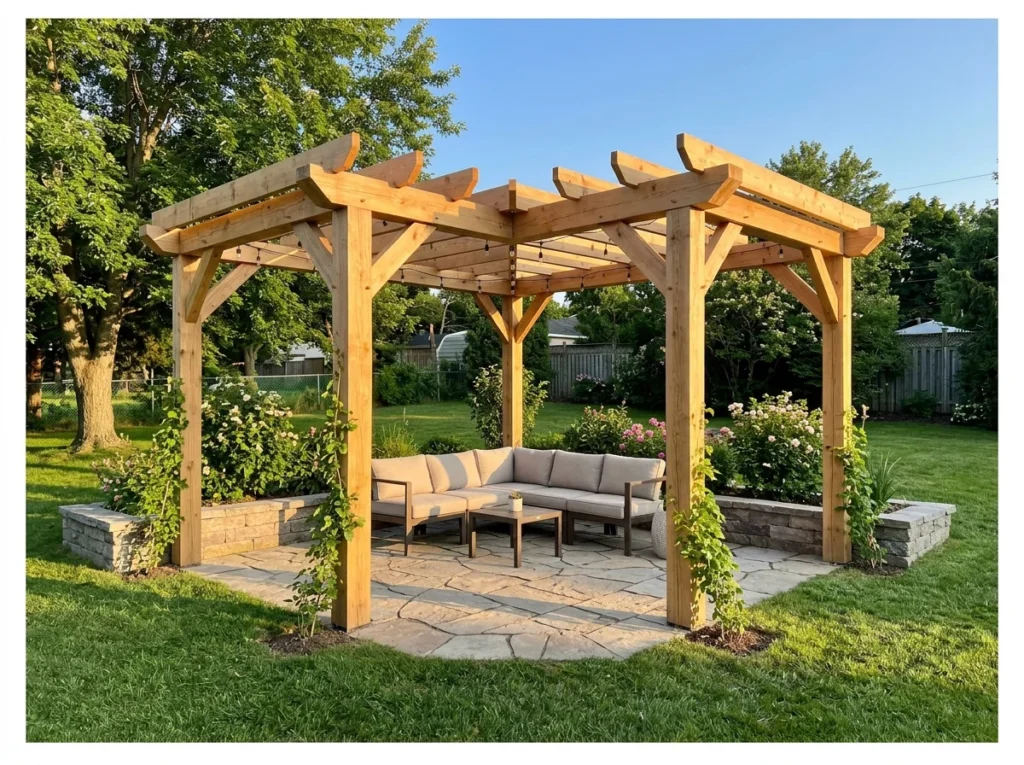 Freestanding L-Shaped Pergola
