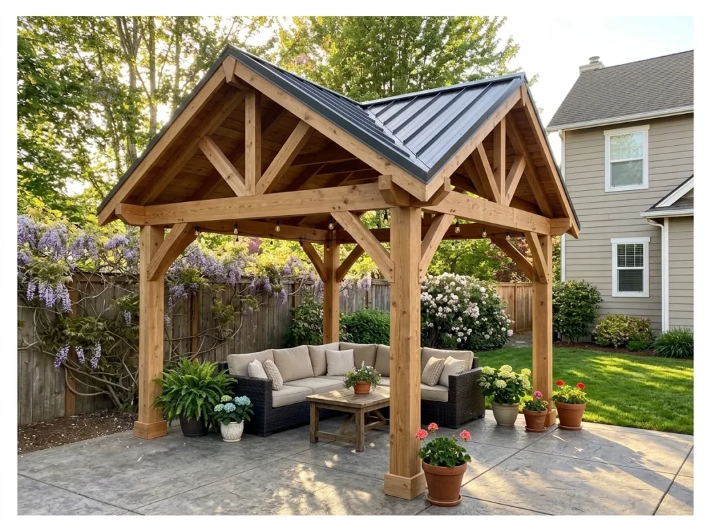 Gabled Roof Corner Pergola