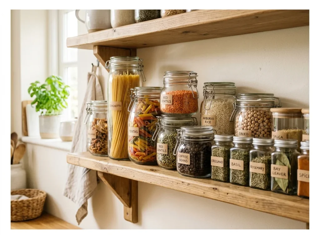 Clear Glass Jars for Pantry Items