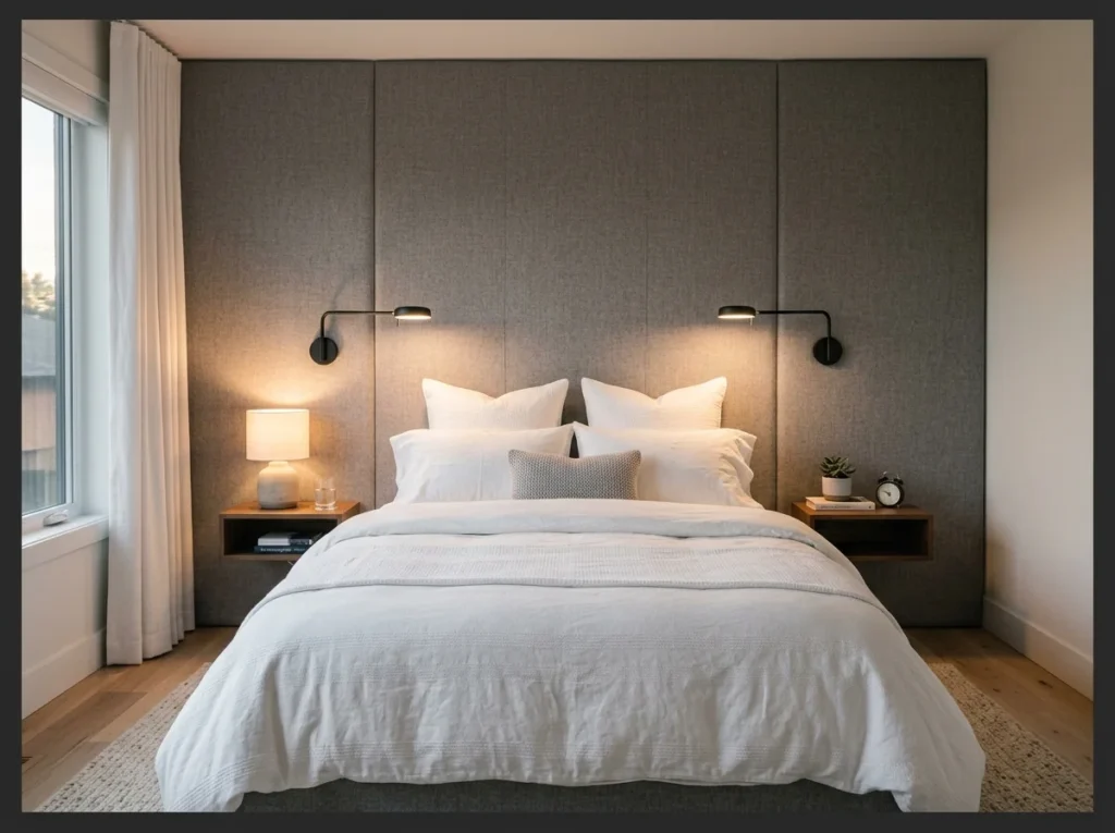 Gray Linen Upholstered Headboard