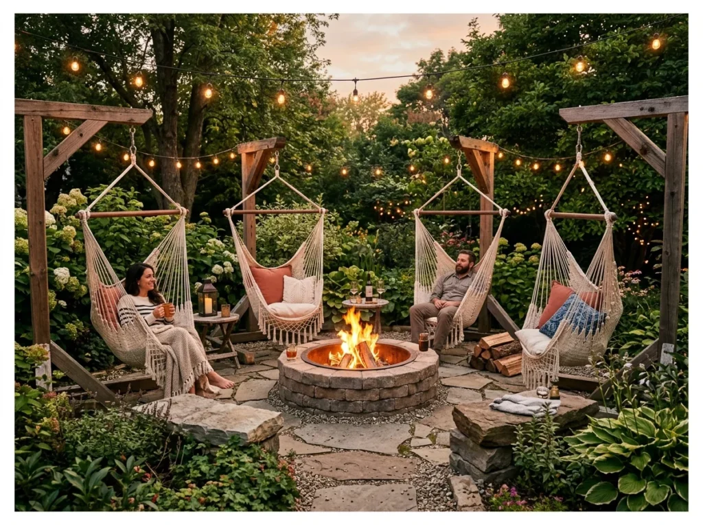 Hammock Chairs Around the Fire