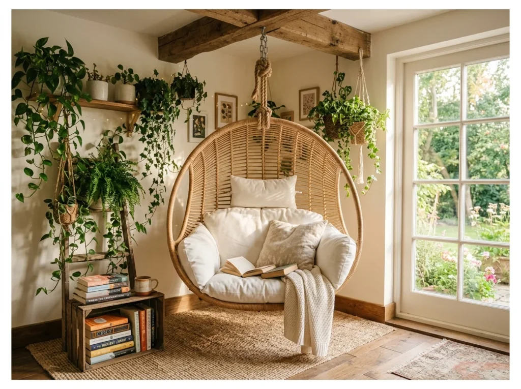 Hanging Egg Chair Reading Nook