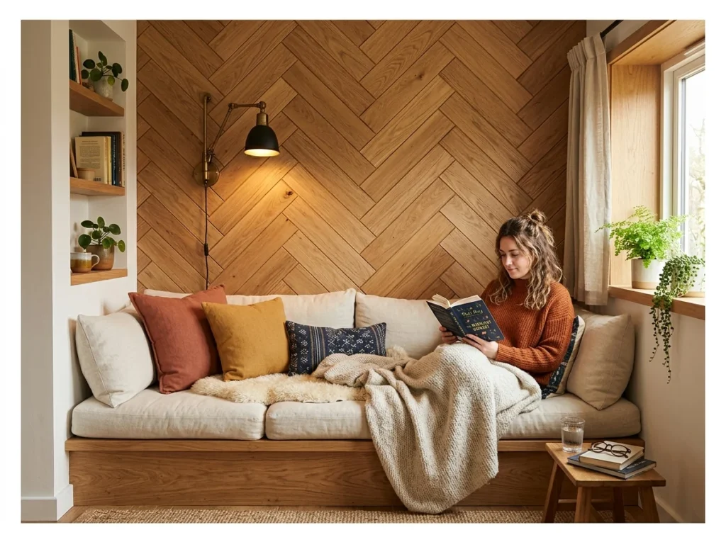 Nook with Herringbone or Shiplap Wall
